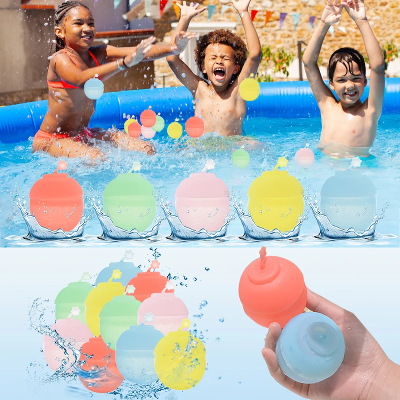 Pelotas de lucha de agua reutilizables para adultos y niños, juguete de silicona para jugar en la piscina, globos de bomba, juegos al aire libre