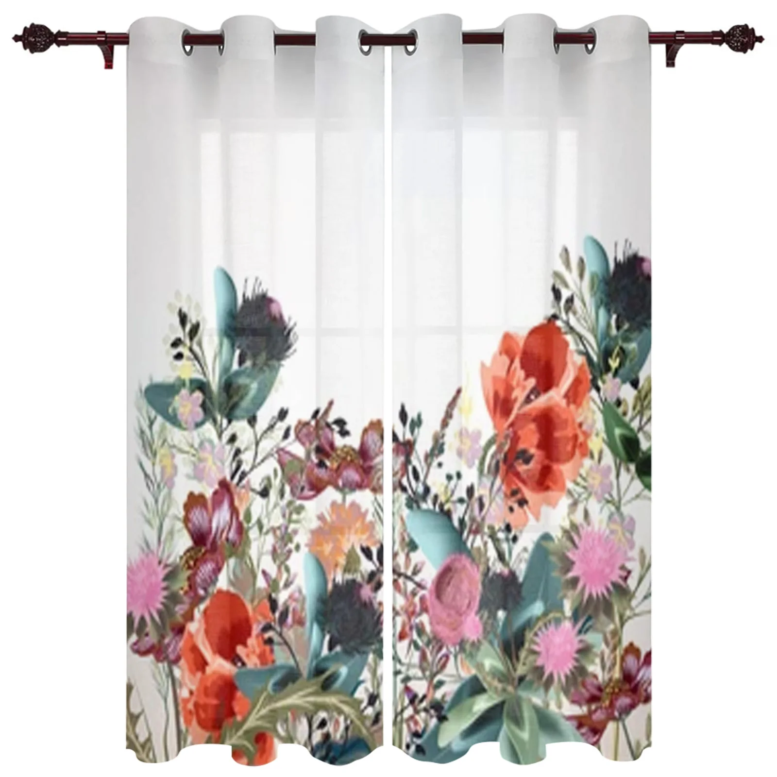 Field Flowers In Vintage Style Window Curtains For Living Room Bedroom Luxury Modern Kitchen Curtains Fabric Drapes