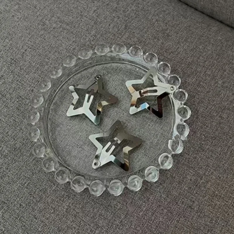 Pinces à cheveux BB étoile en métal argenté pour filles, côté frange étoile, breloques de mode, poignée mignonne pour femmes, accessoires pour