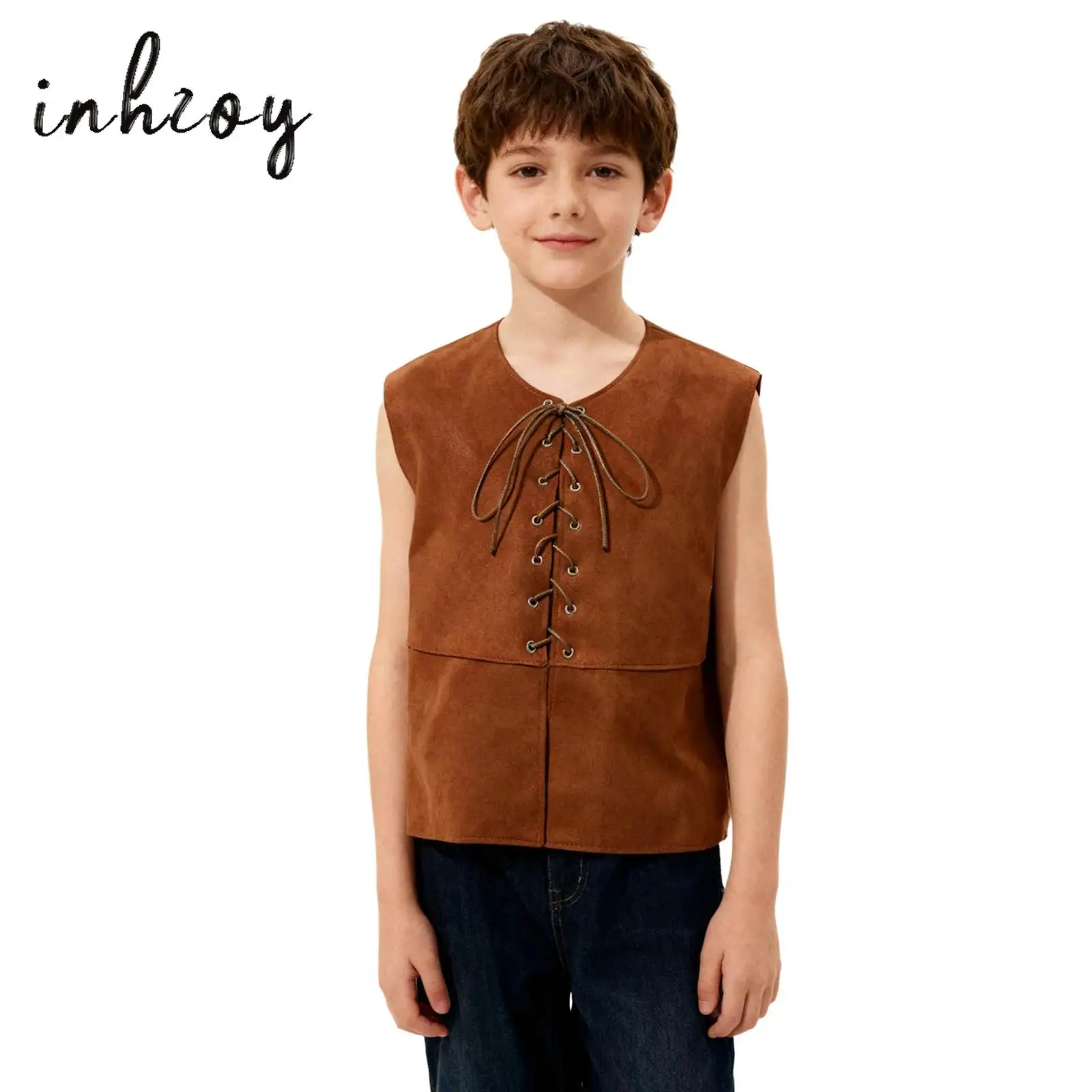 

Boys Girls Gothic Steampunk Waistcoat Halloween Carnval Party Pirate Cosplay Costume Medieval Renaissance Sleeveless Vest Top