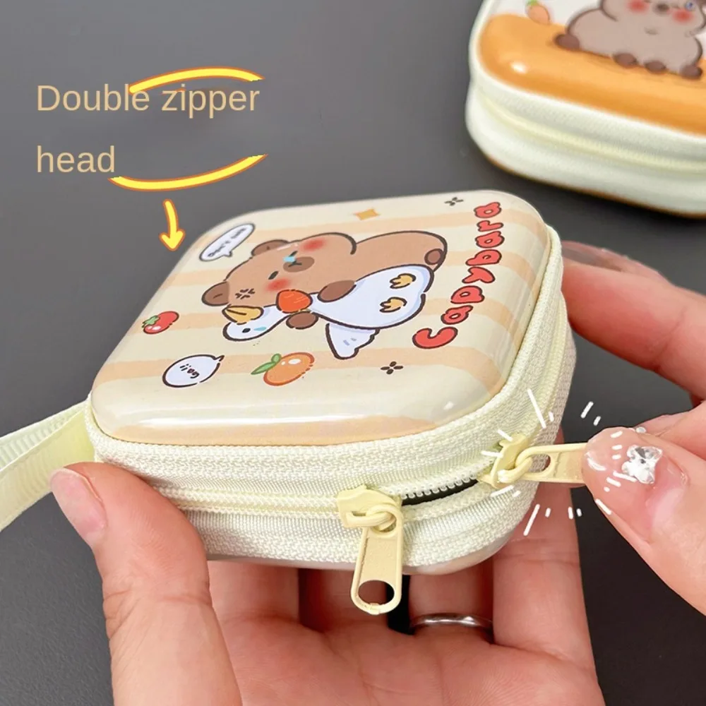 Waterproof Capybara Tinplate Zero Wallet Creative Animal Cartoon Tinplate Coin Purse Mini Zipper Capybara Earphone Bag School