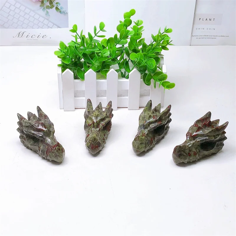 Natural Dragon Blood Dragon Skull Head Animal Powerful Statue Flame Stones Faucet for Room Decoration Gifts 1pcs