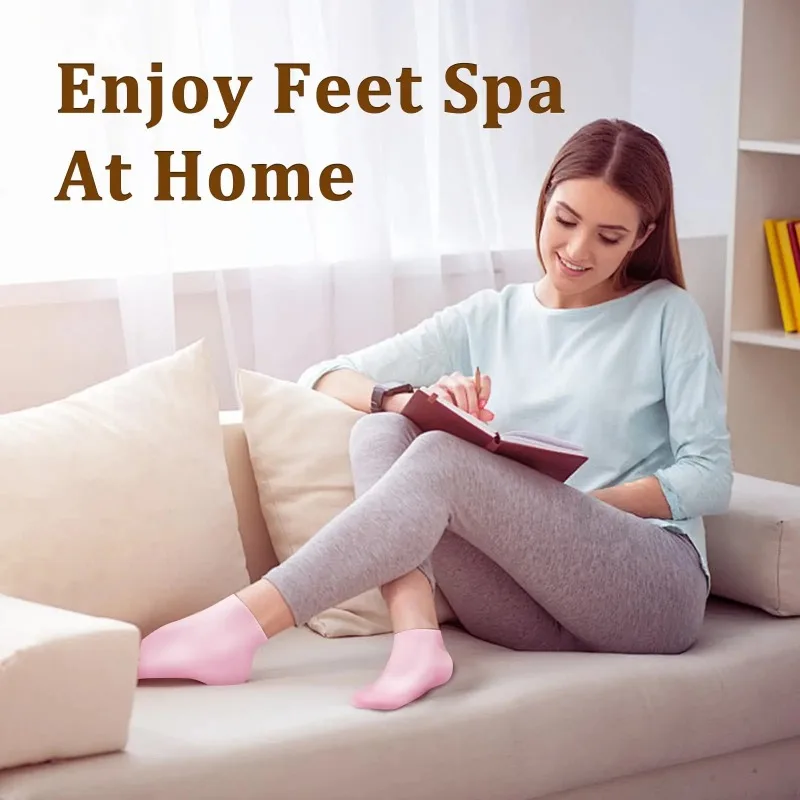 Silicone Foot Socks, Moisturizing Pedicure Socks, Foot Care Spa Socks, Repair Cracked Heels Socks, Reusable Foot Mask Socks view 2