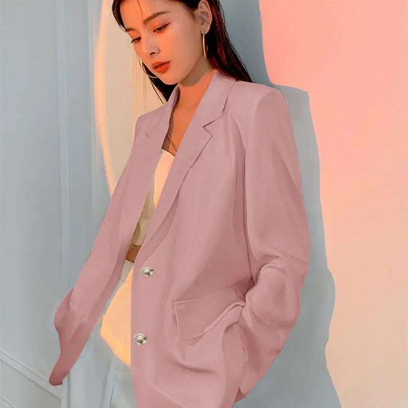 Black suit jacket for women's high-end spring  autumn thin Korean  loose design  niche long sleeved casual suit