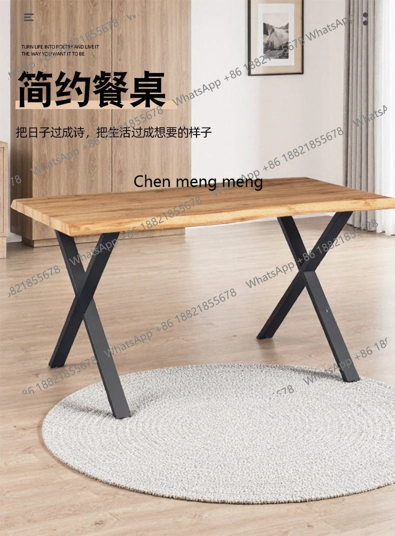 

Creative wrought iron large board dining table household bedroom desktop computer desk office simple long writing desk