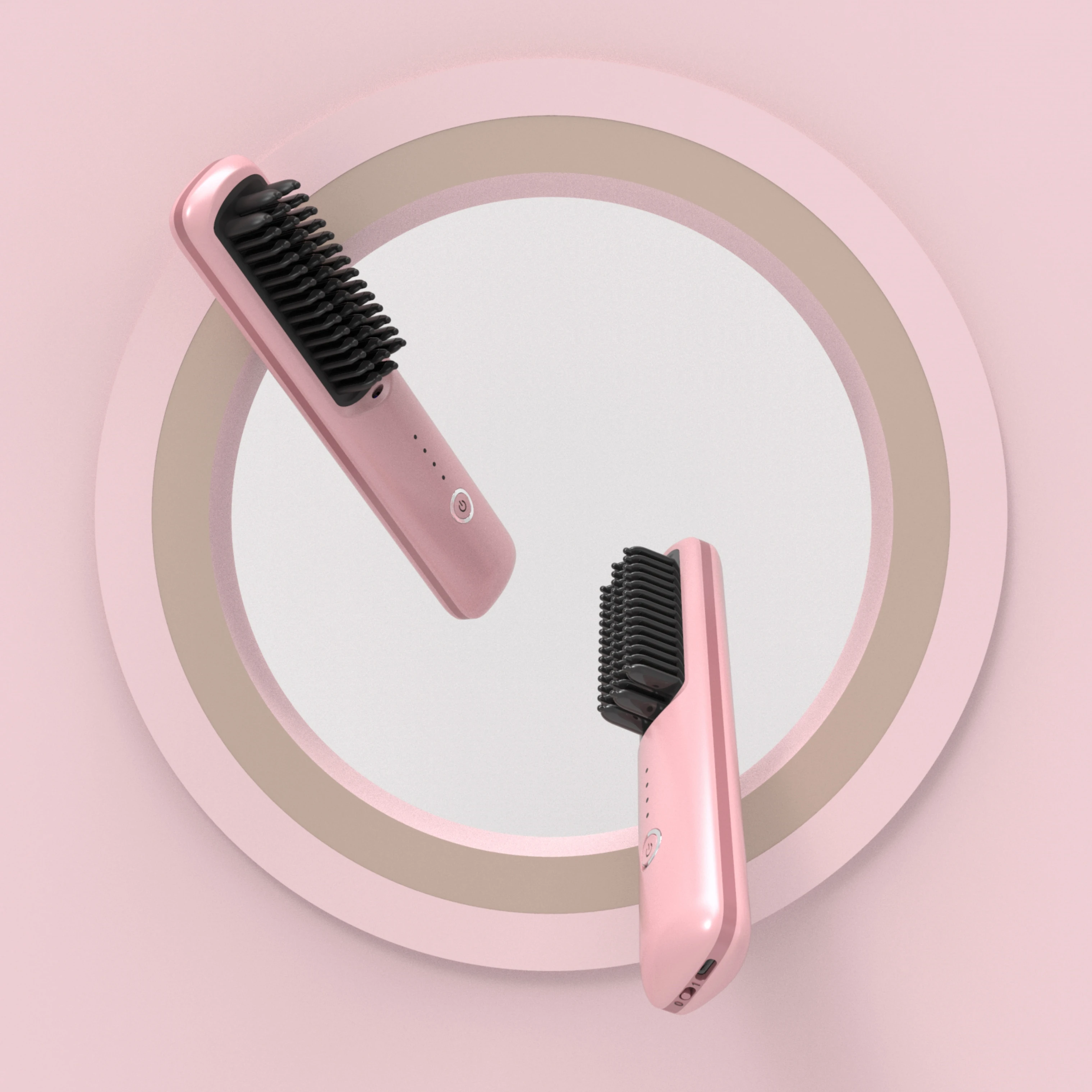 2026 New Arrival Wireless Ceramic Hair Straightener Brush Cordless Ionic Straightening Comb Mini Portable USB Household