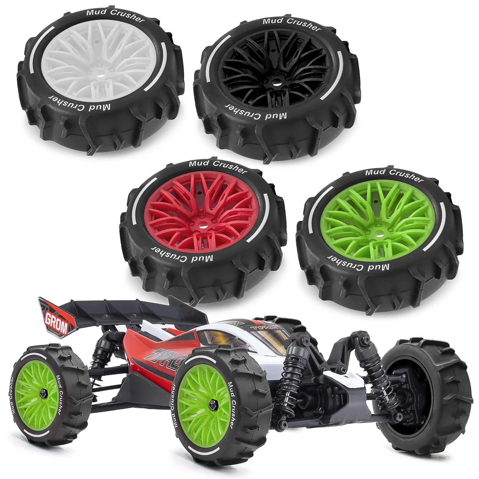 

72mm Snow Beach Digging Tires for ARRMA 1/14 TYPHON GROM RC Car Tire 12mm Wheel Hex