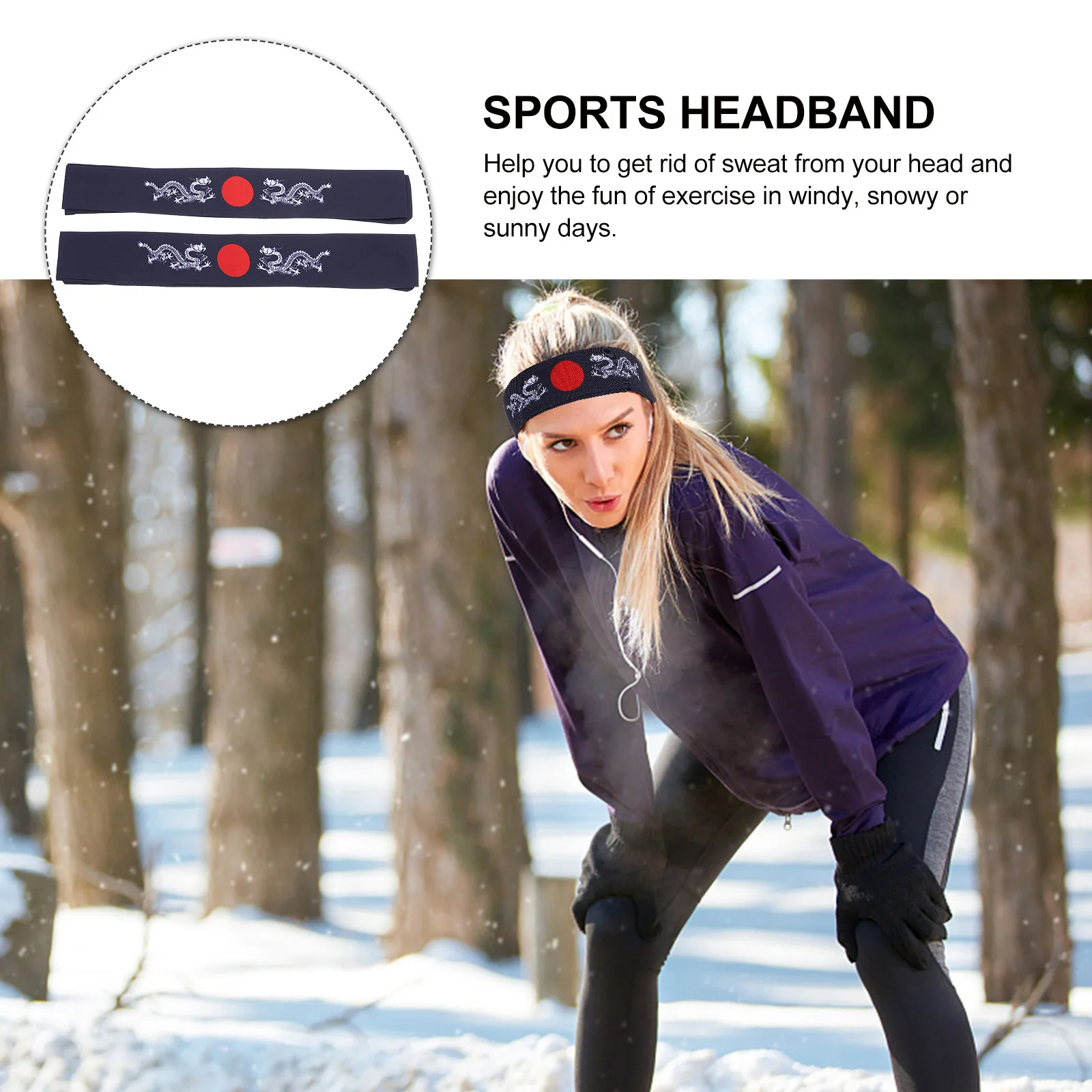 

2Pcs Bushido Headband Japanese Style Sports Running Exercise Cotton Breathable Sweat Absorbent Fit All Heads Japanese Headband