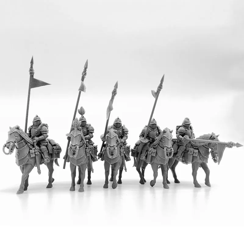 5Pcs Feudal Guard Shock Cavalry Resin Model Tabletop Gaming Soldier Figures Unpainted Miniature Collection