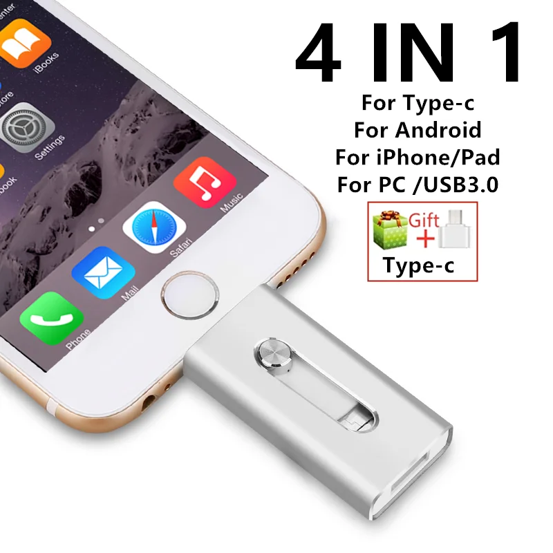 Per iPhone 2TB Chiavetta USB 1TB 512GB 256GB USB 3.0 Spiedi di archiviazione esterna Pen Drive Telefono Android PC per Samsung Huawei S20