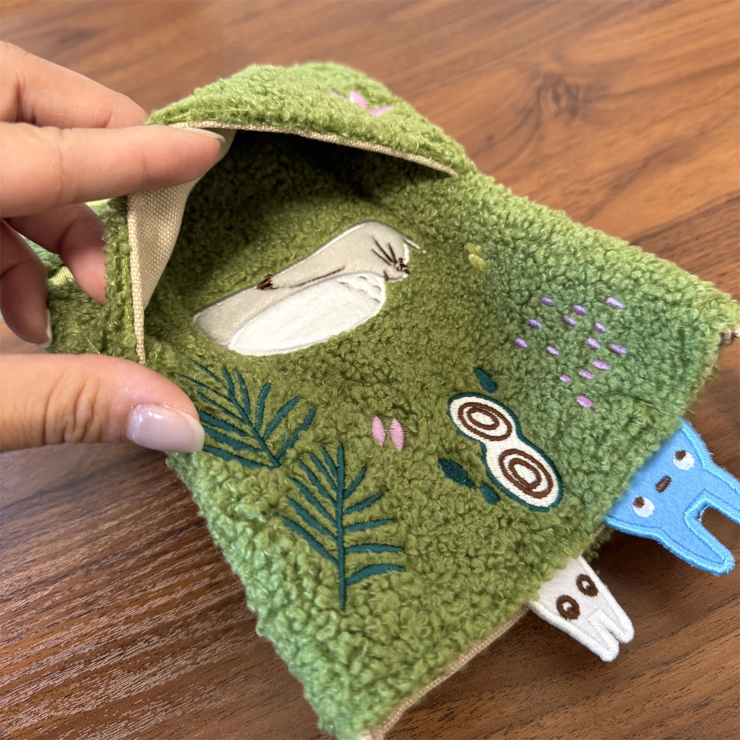 New Cartoon Cat Embroidered Lamb Plush One-Shoulder Handbag Cute Park Limited Messenger Bag Mobile Phone Bag