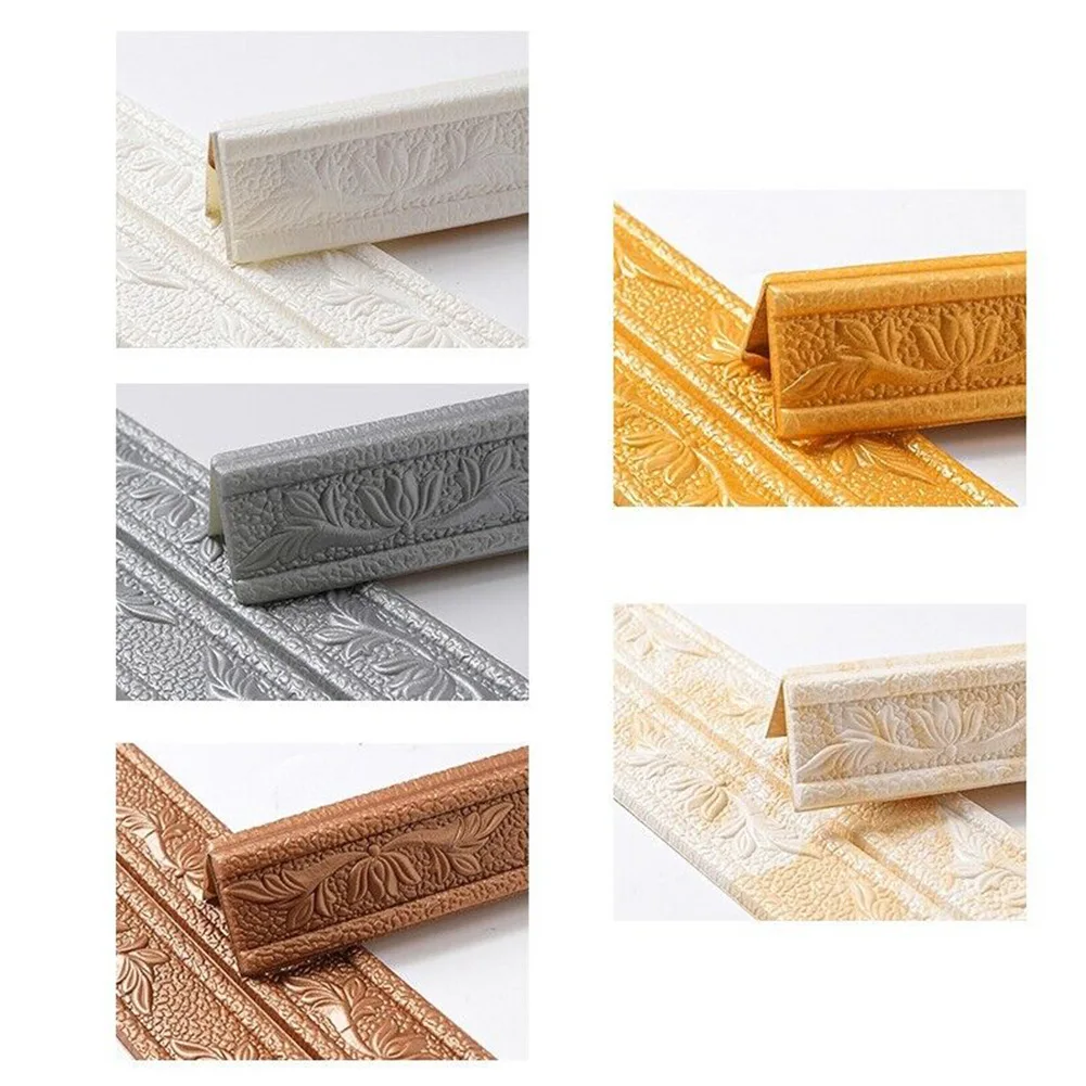 3D Tiles DIY Sticker Waterproof Skirting Sticker Border Decoration Multi-purpose 3D Foam Molding Trim Home Decoration