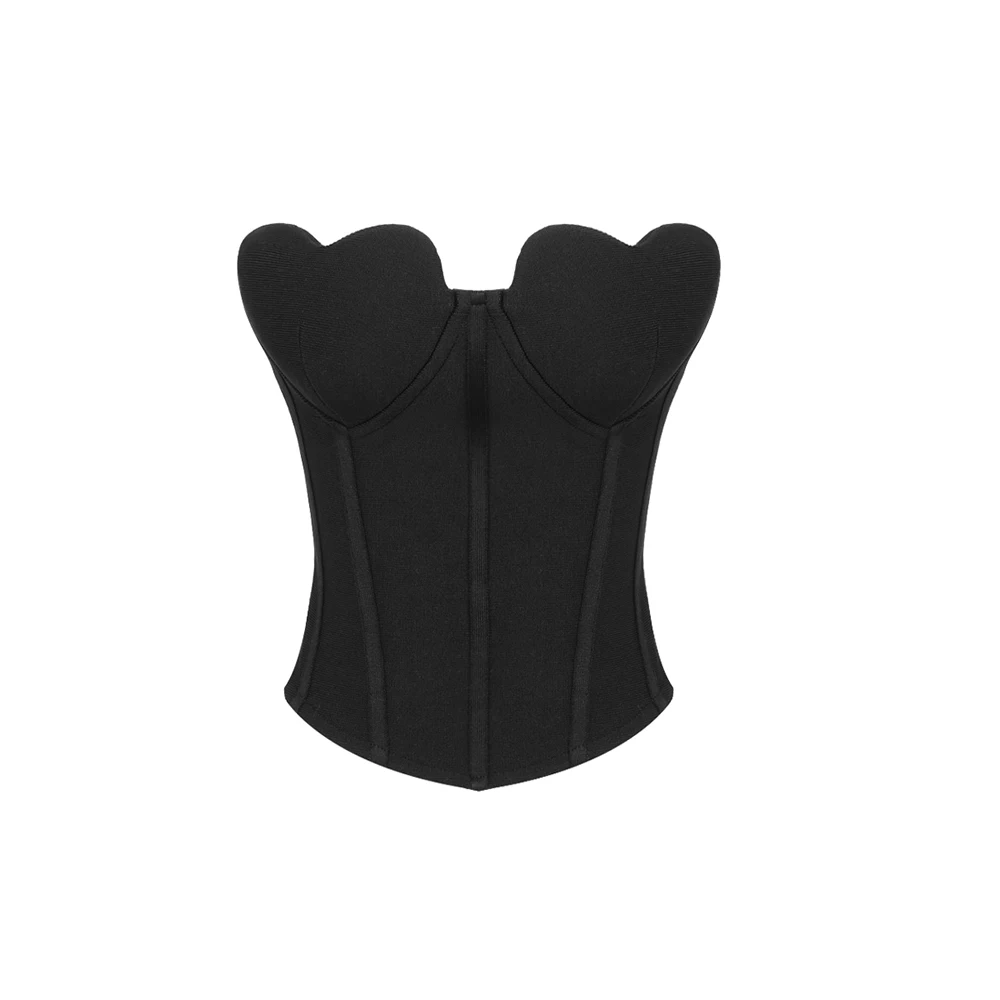 2023 New Summer Black Women Sexy Strapless Bandage Tops Casual Fashion Nightclub Party Tank Tops High Quality