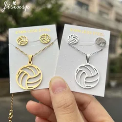 Punk Stainless Steel Beach Volleyball Necklaces Hollow Ball Pendant Collar Trend Round Necklace For Women Men Jewelry Sport Gift