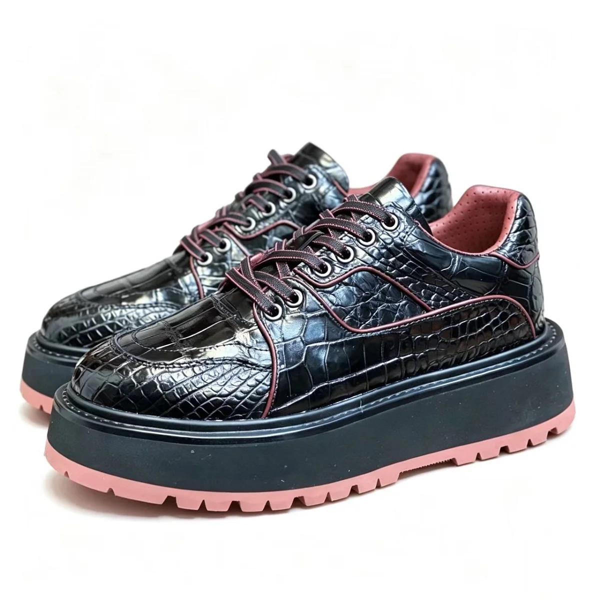 

2026 new arrival Fashion Crocodile Skin causal shoes men,male Genuine leather sneakers PDD816