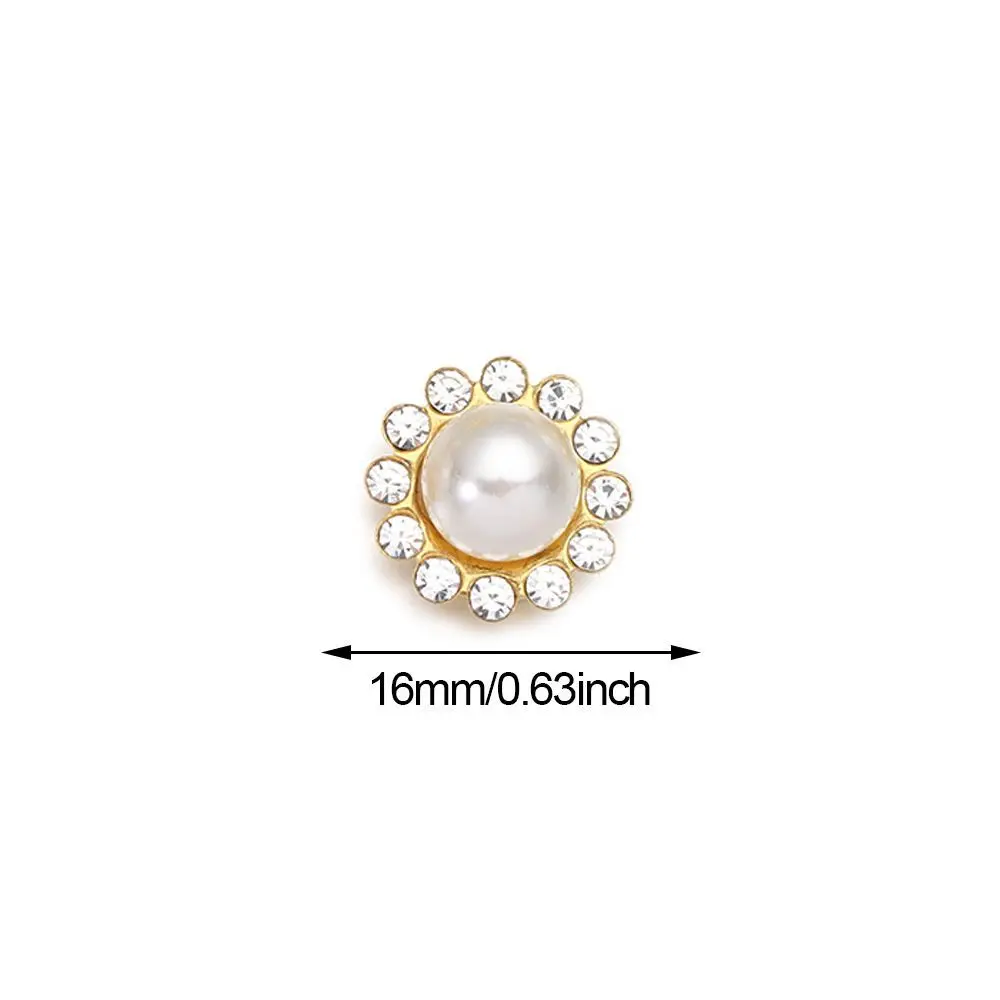 10PCS Pearl Button Rhinestone Buttons Sparkling Wedding Dress Crystal Apparel Sewing Hat Accessories Pearl Button Pearl Hairpins