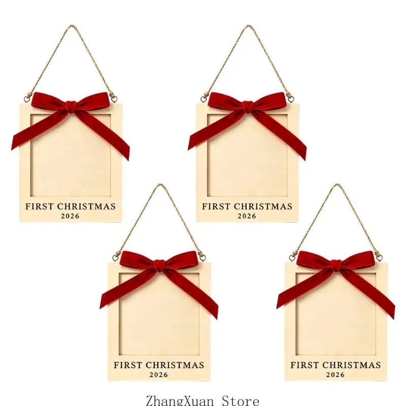 Weihnachts-Fotorahmen-Ornament aus Holz für Baum oder Wand 3XUF – Detail 10
