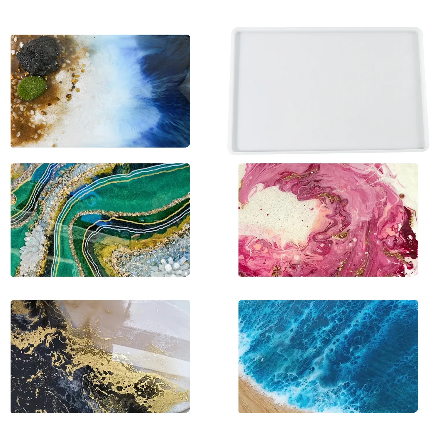 DIY epoxy resin mold large rectangular display stand 35*23cm 14-inch silicone mold resin art board