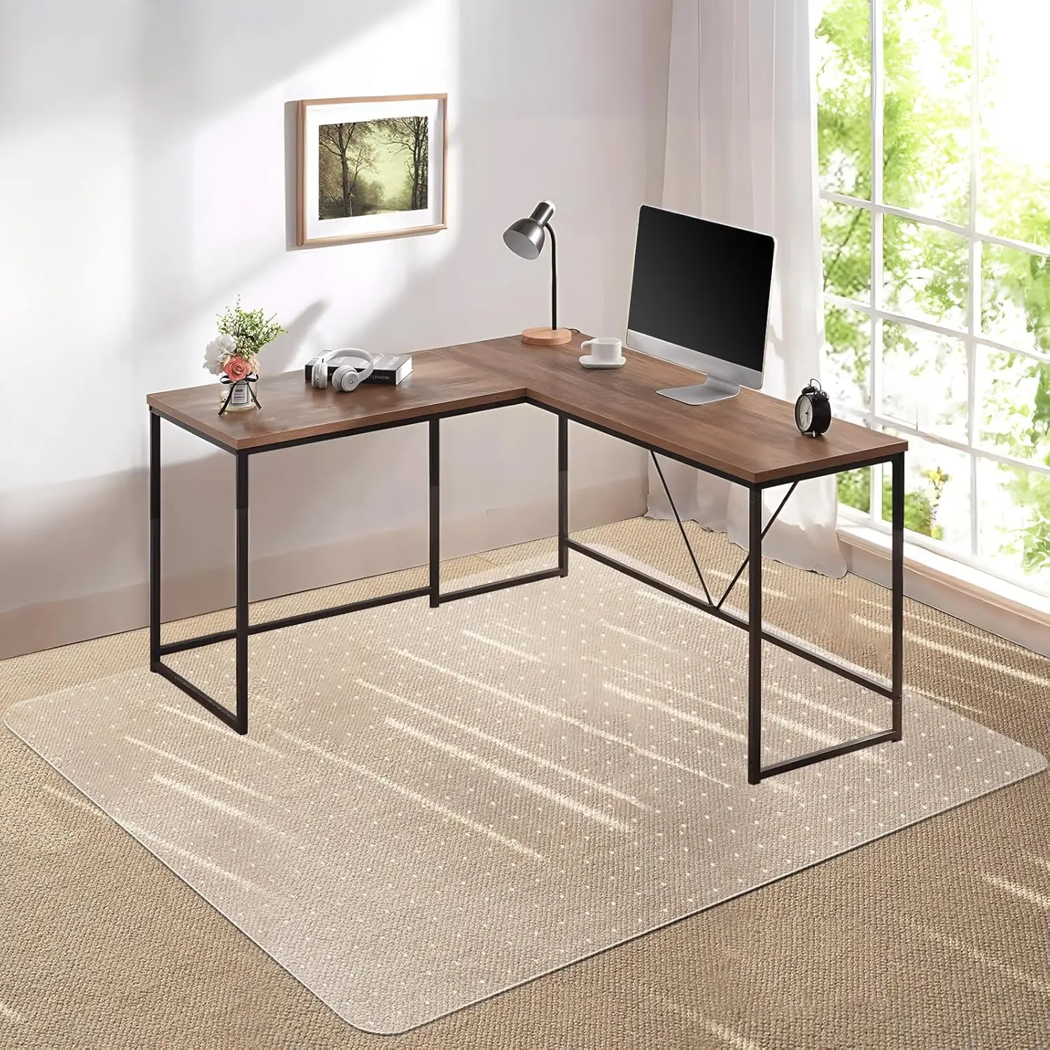 46'' x 72'' Transparent Chair Mat for Carpet, Easy Glide Protects Floors on Low/No Pile Carpets
