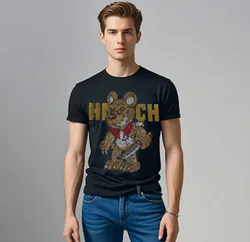 Diamond Plein ali Mens Rhinestone Short Sleeve T Shirts with Hot Diamond Designs Pullover Tops Slim Fit Casual Tee for Summer