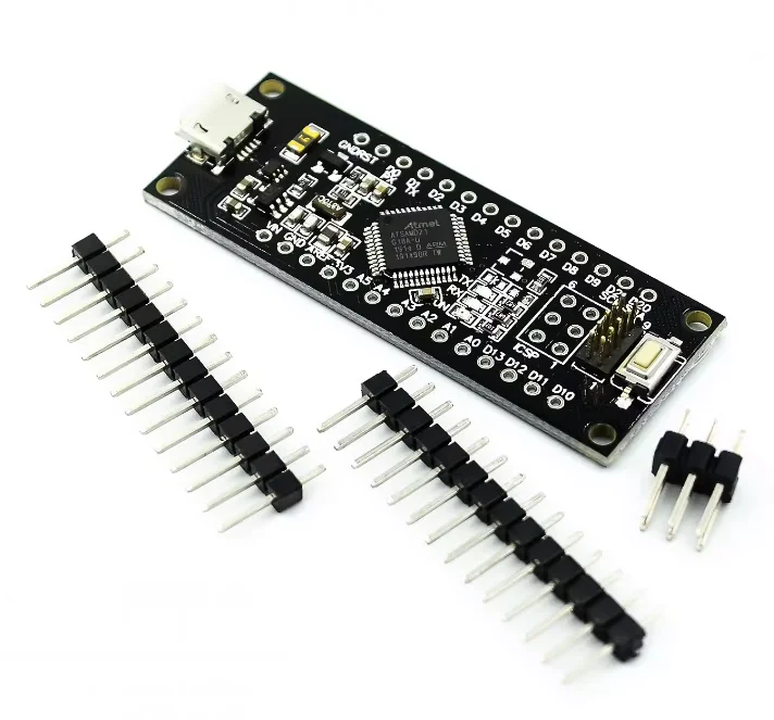 SAMD21 M0-Mini. 32-bit ARM Cortex M0 core. Pins UnSoldered. Compatible with Arduino Zero, Arduino M0. Form Mini