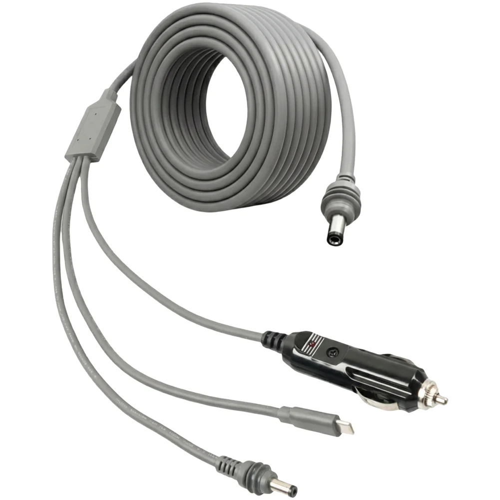 

USB C Car Adapter Cable 3 in 1 DC Input for RV Camping Vehicles 12V 24V 100W Power Delivery 5M Gray Copper Wire