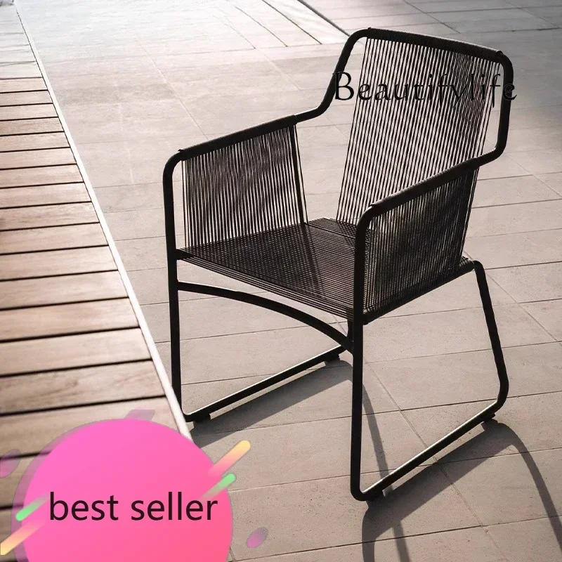 N17  BJ Simple Solid Wood Outdoor Chairs Hotel Design Furniture Courtyard Modern Casual Rattan Outdoor Dining Tables And Chairs