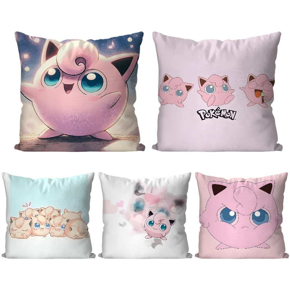 pink Wigglytuff  Pillow Case  Cartoon Sofa Decorative Home Double-sided Printing Short Plush Cute Cushion Cover