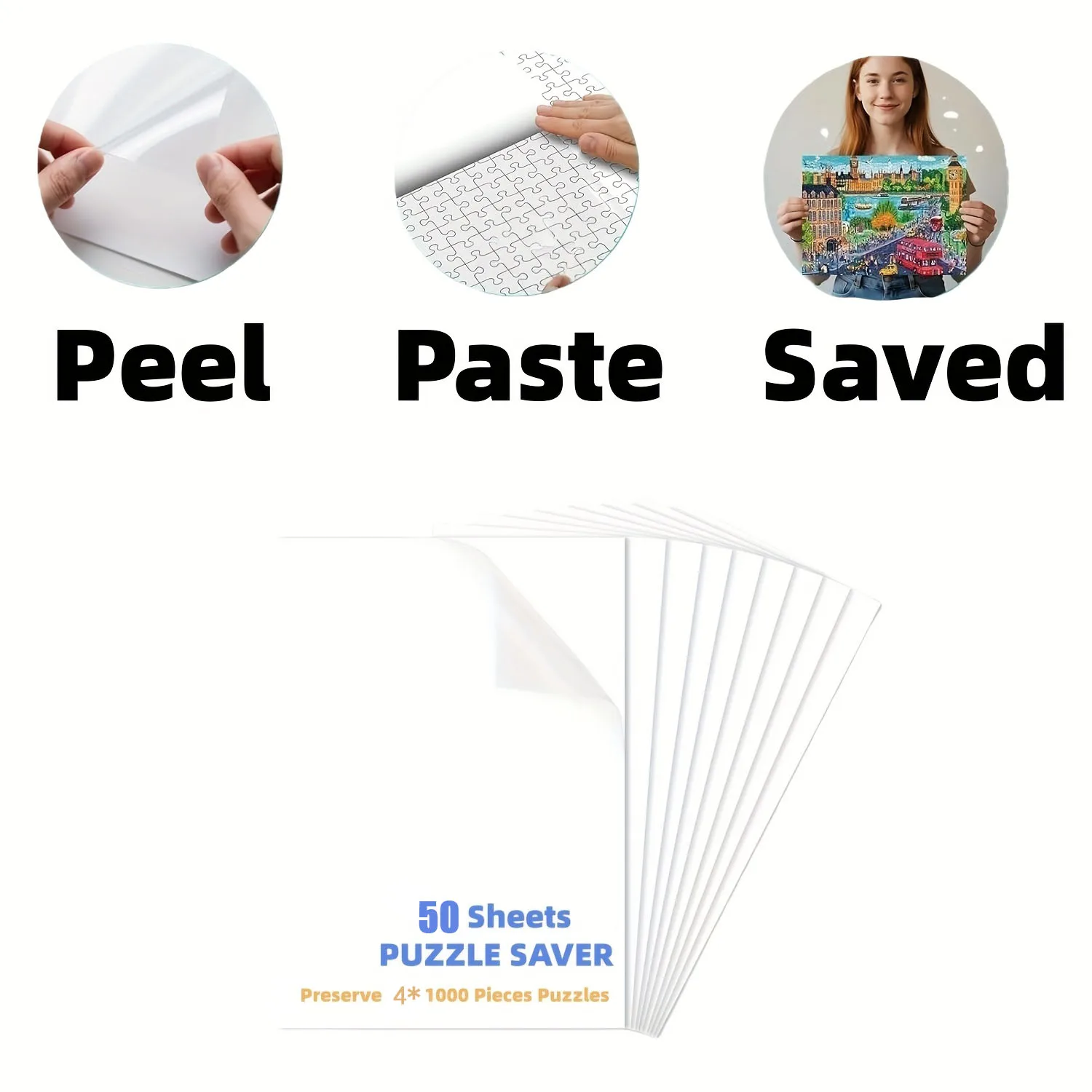 

50pcs A5 Puzzle Glue Sheets Puzzle Back Self-Adhesive Sticker For Puzzles Saver Sheets Easy Peel And Stick Puzzle Sticker Sheets