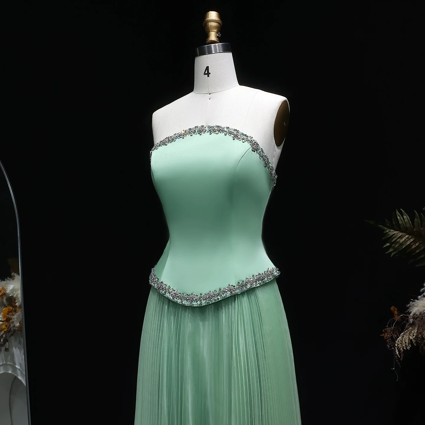 Sharon Said Damen Formelle A-Linien Abendkleider Trägerlos Pailletten Perlen Elegant Arabische Partykleider SS789 Maßanfertigung – Detail 7