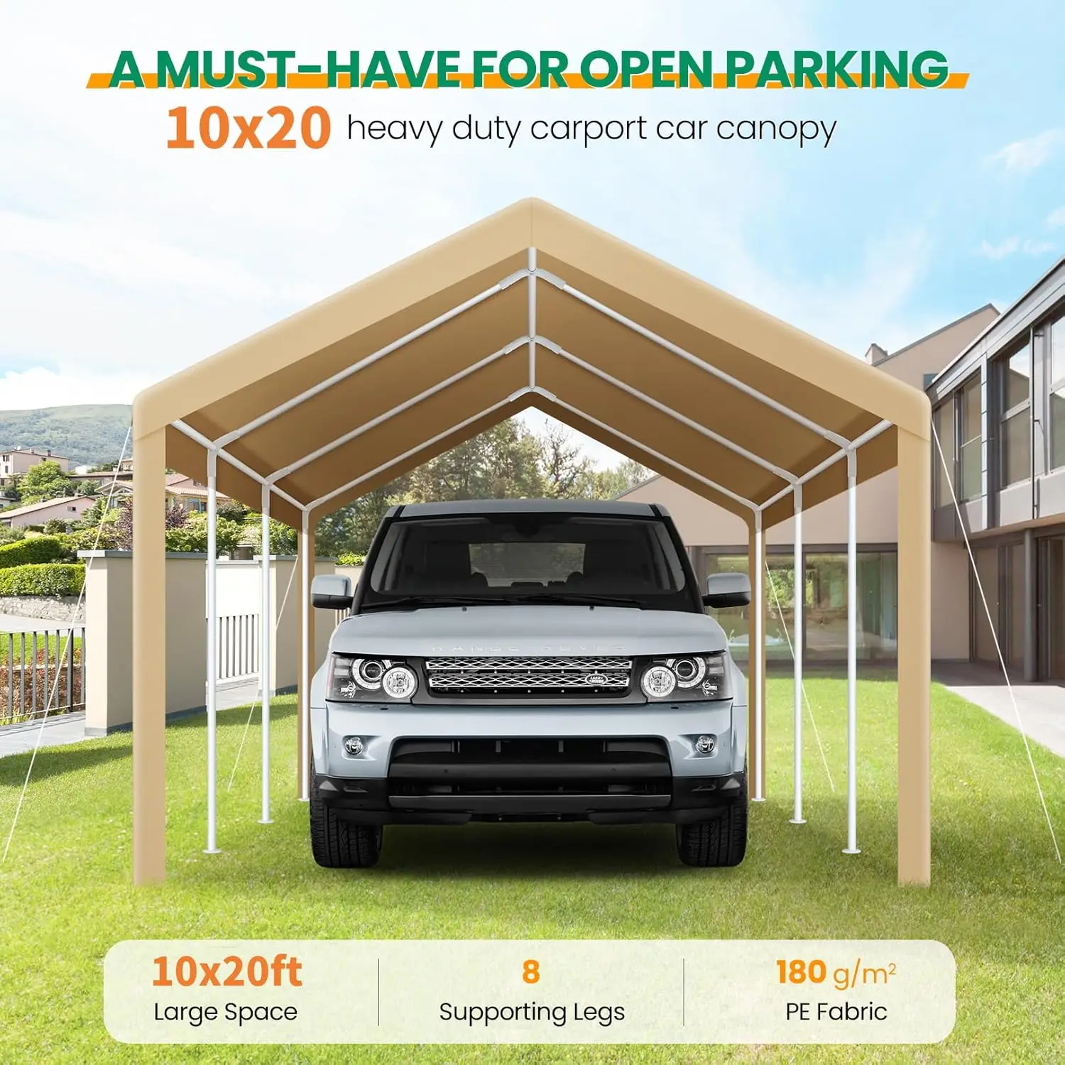 COBIZI Carports 10x20 Heavy Duty Car Canopy Garage 2.0, Carport Car Tent Outdoor Shelter Upgrade Waterproof & UV Protected。