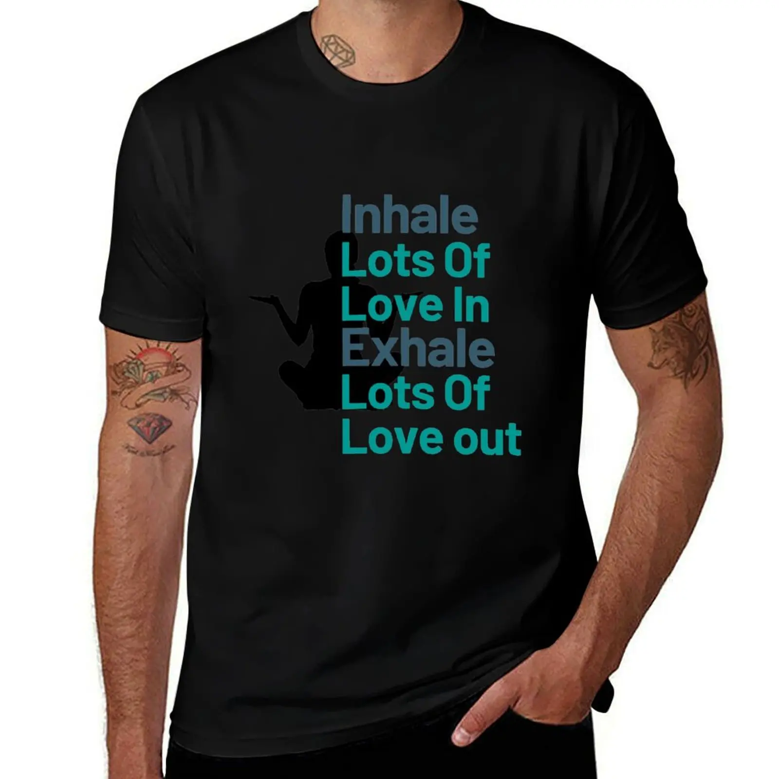 inhale lot of love in exhale lot of love out T-Shirt boys whites anime tshirt cotton graphic tees blacks mens clothing