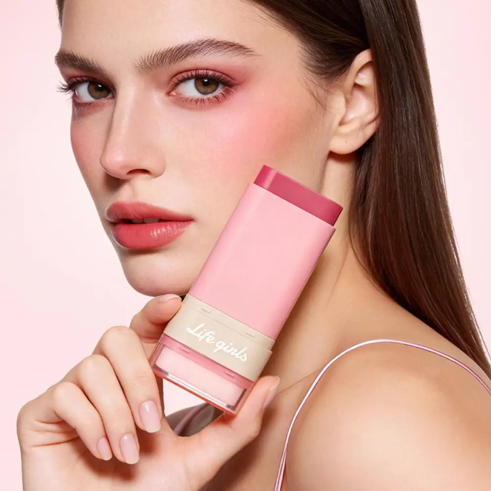 Dual End Blush Stick With Eraser Natural Nude Makeup Highlighter Contour Stick 2 In 1  Cheek And Lip Rouge Cream