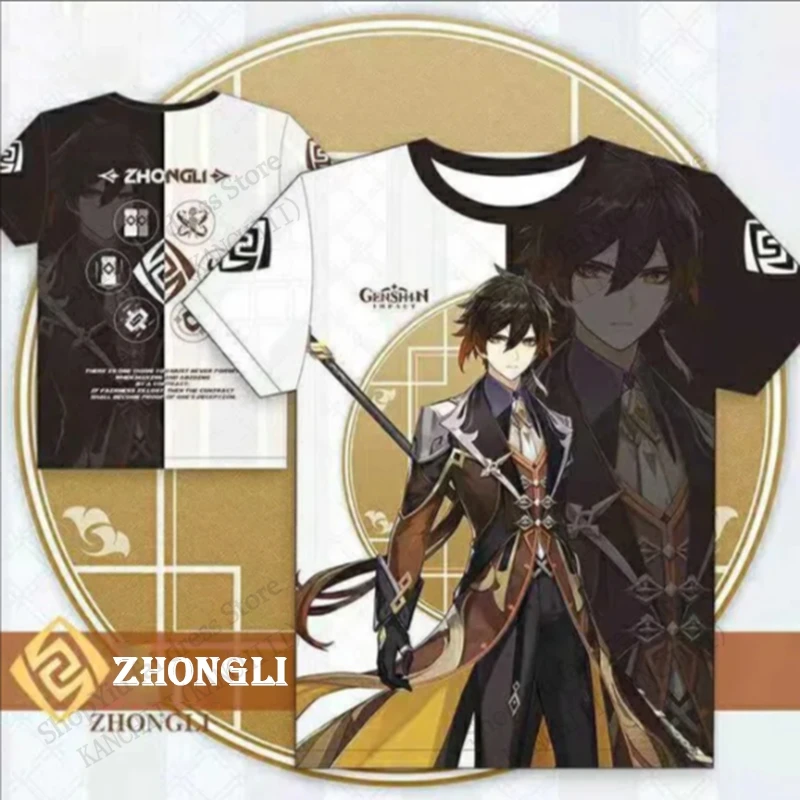 Fille Sexy T-shirt Anime Genshin Impact HUTAO Keqing Diluc impression 3D T-shirt hommes femmes mode à manches courtes T-shirt enfants hauts t-shirts