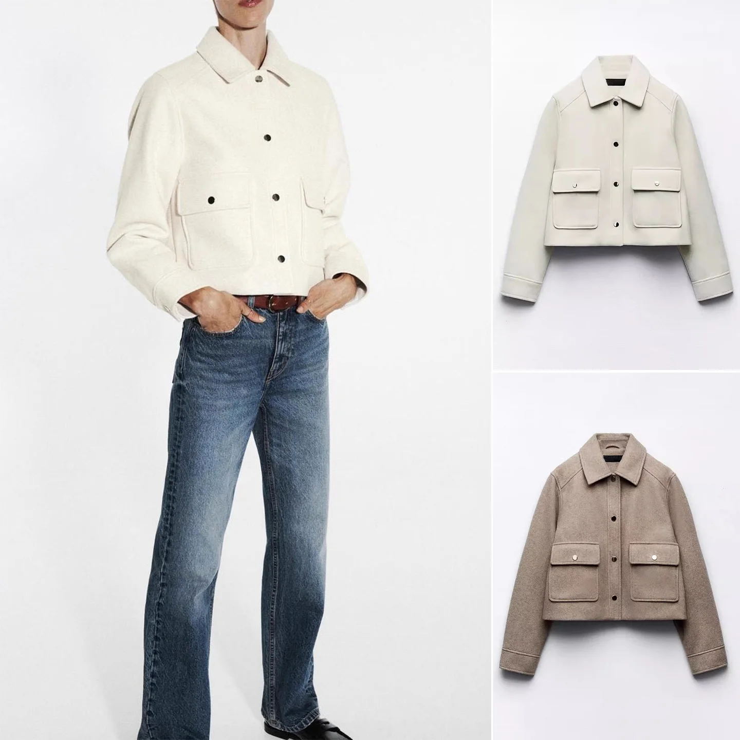 

Faionable Soft Casual Long Sve Collared Jaet Women's ort Outerwear Autumn New Arrival Polyester Fiber Ladies Coat