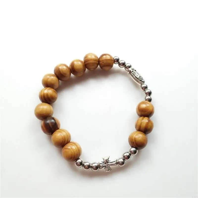 L43A Religious Rosary Bracelet Catholic Rosaries Chain Stretch Bracelets Meditation Prayer Gift for Women Men Jewelry
