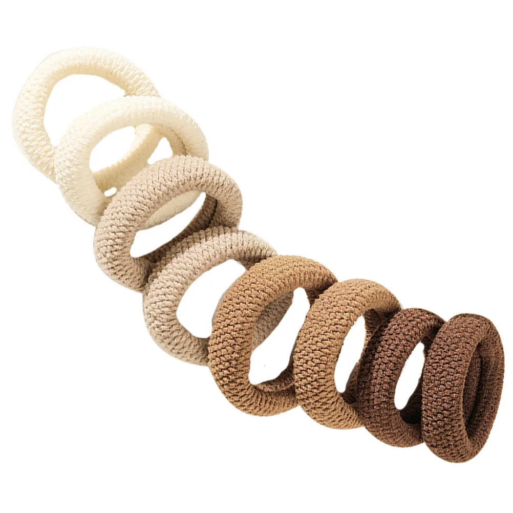 

8 Pcs Thick Ties Elastic Ponytail Holders Brown Rope Bands for Women Girls No Damage Hair Accessories Hair Bands