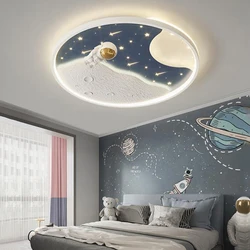 Spaceman Astronaut Led Ceiling Light Children Room Boy Bedroom Star Moon Chandelier Kids Room Lamp Ceiling светильник потолочный