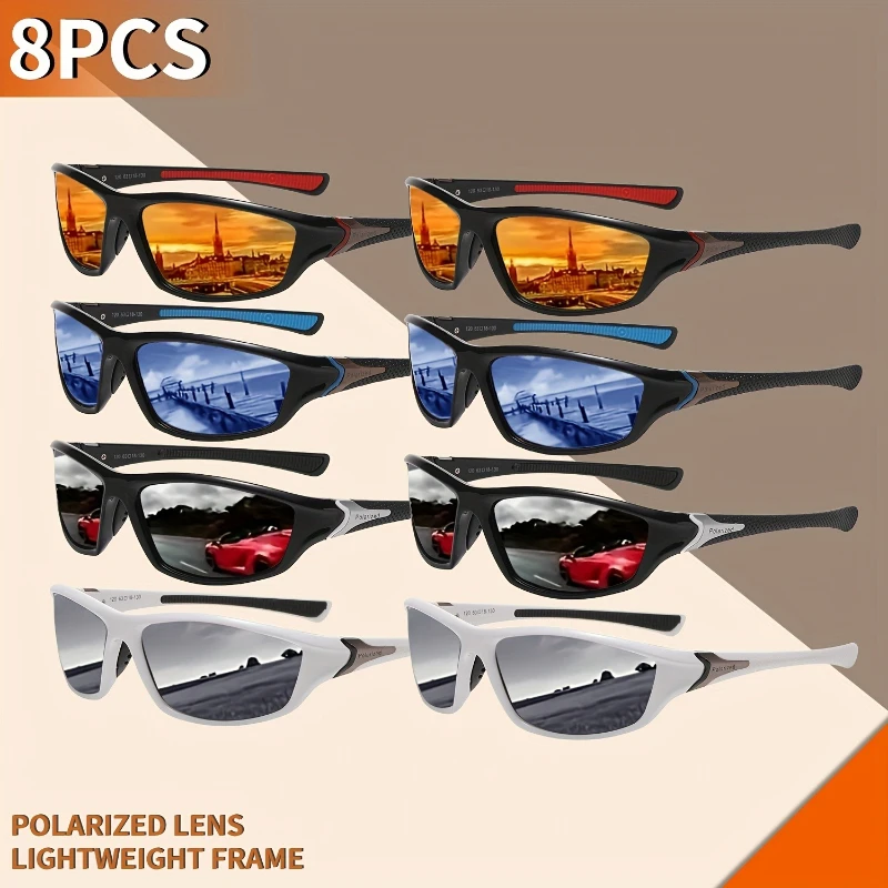 

8PCS Unisex Leisure Travel Sports Polarized Minimalist Cycling Glasses for Outdoor Daily Travel Fishing Sports Glasses