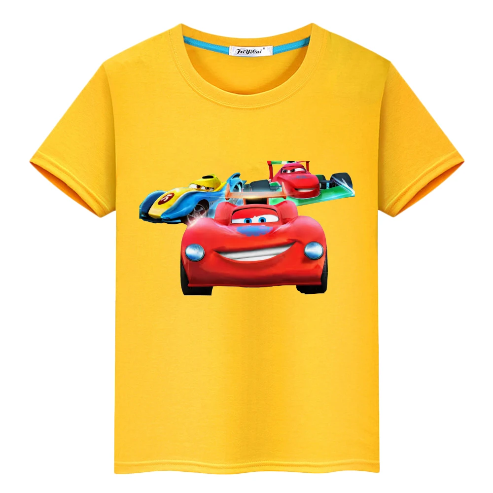 

Футболка из 100% хлопка с молнией McQueen для мальчиков 10 лет, аниме, короткие y2k, цельный топ Disney Racing Toy Story, детская одежда для девочек