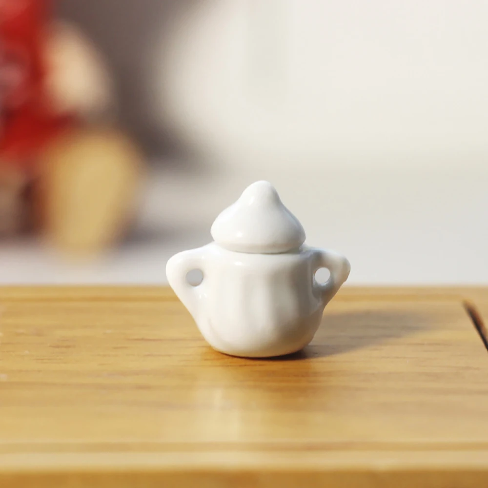 1Pcs 1/12 Dollhouse Accessories Miniatures Ceramic Pot Mini Teapot Model Toy for Doll House Decoration OB11 bjd