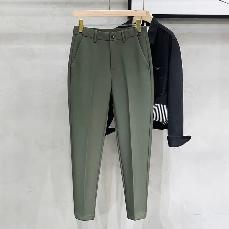 Spring Autumn New Solid Color Fashion Suit Pants Man High Street Casual Loose Zipper Pockets Korean Style Y2K Straight Trousers