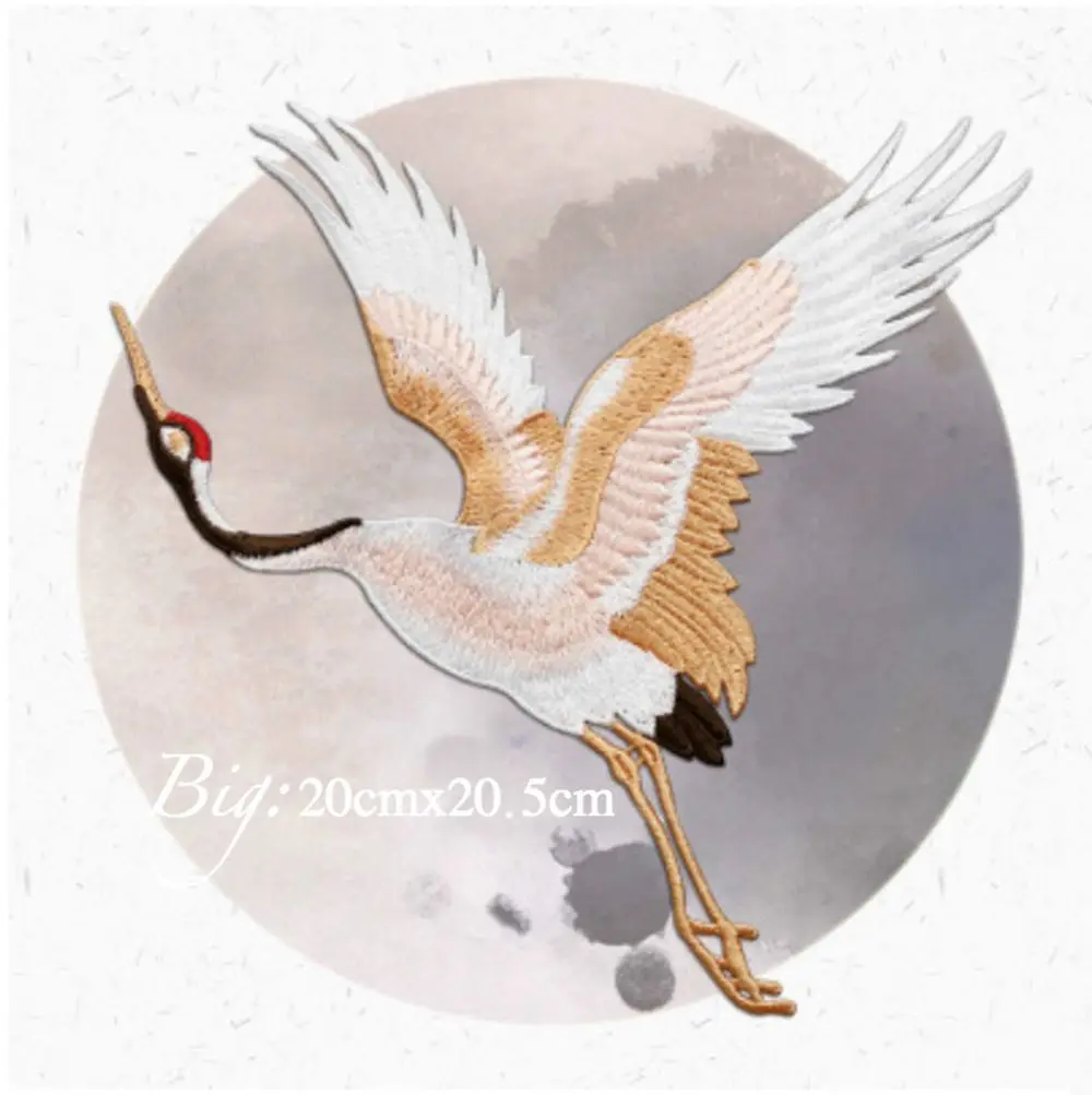 

Chinese Style Clothes Stickers Crane Birds For Clothing Sew On Patches Clothes Decor Embroidery Embroidered Applique