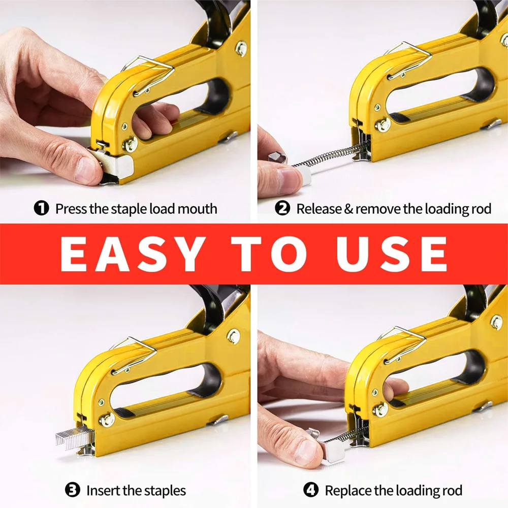 YINLONGDAO Stapler Nail Gun Staple Heavy Duty Furniture Tool for Wood Stainless Steel Metal Carpentry Hand Tool for Home DIY