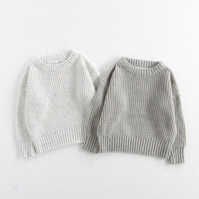 Autumn Baby Sweaters O Neck Boys Knit Pullover 2 Colors Girls Knitwear Brief Boys Clothes