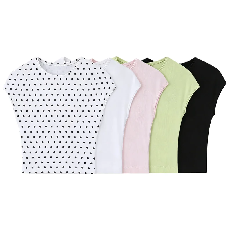 ZHIO Women's Top 2026 Summer New Short Sleeve Crop Top Slim Fit Sexy Lively Shirt Beach Vacation Trendy Fashion
