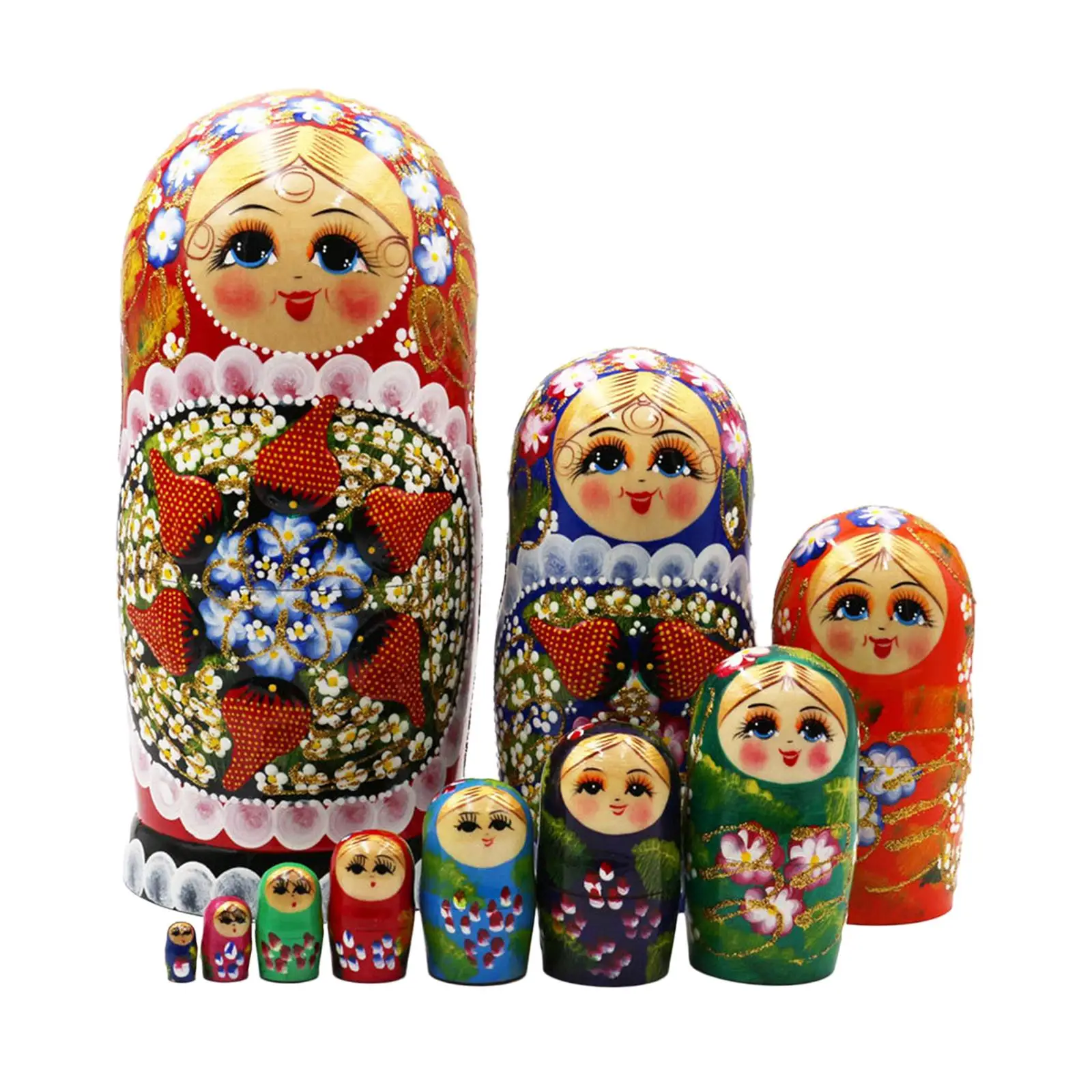 10x Matryoshka Shelf Holiday Beautiful Wooden Russian Nesting