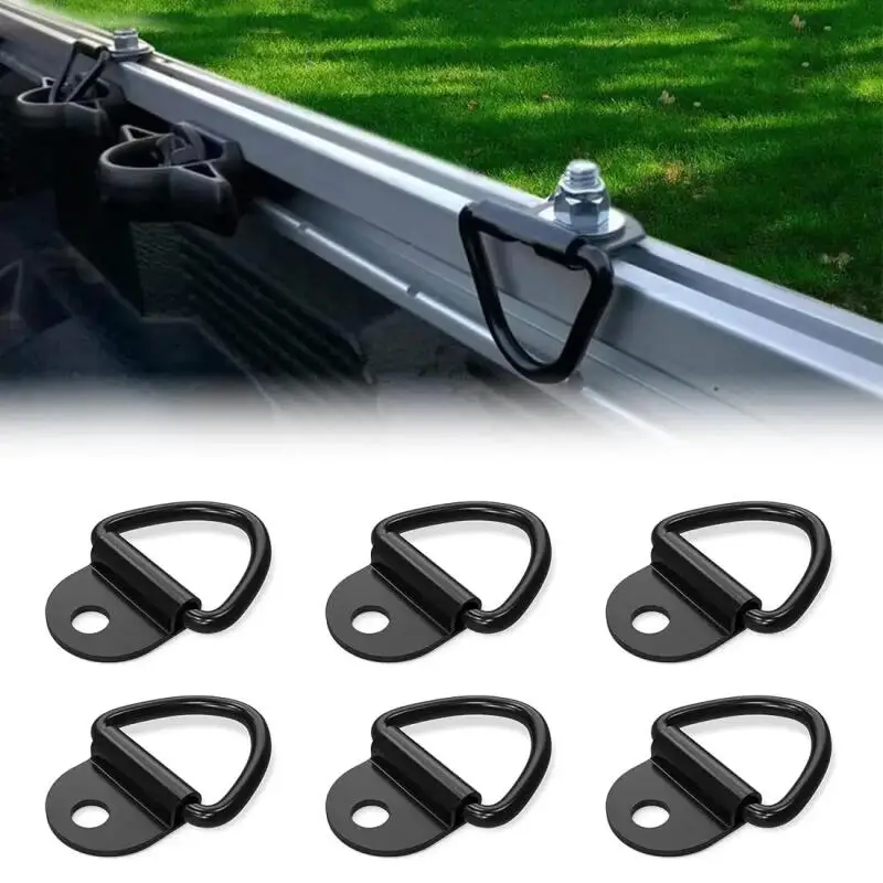 6Pcs D Shape Pull Hook D Ring Buckles Tie Down Anchor Ring Iron Cargo Tie Down Ring for Truck Trailers Rv Boats Accessories