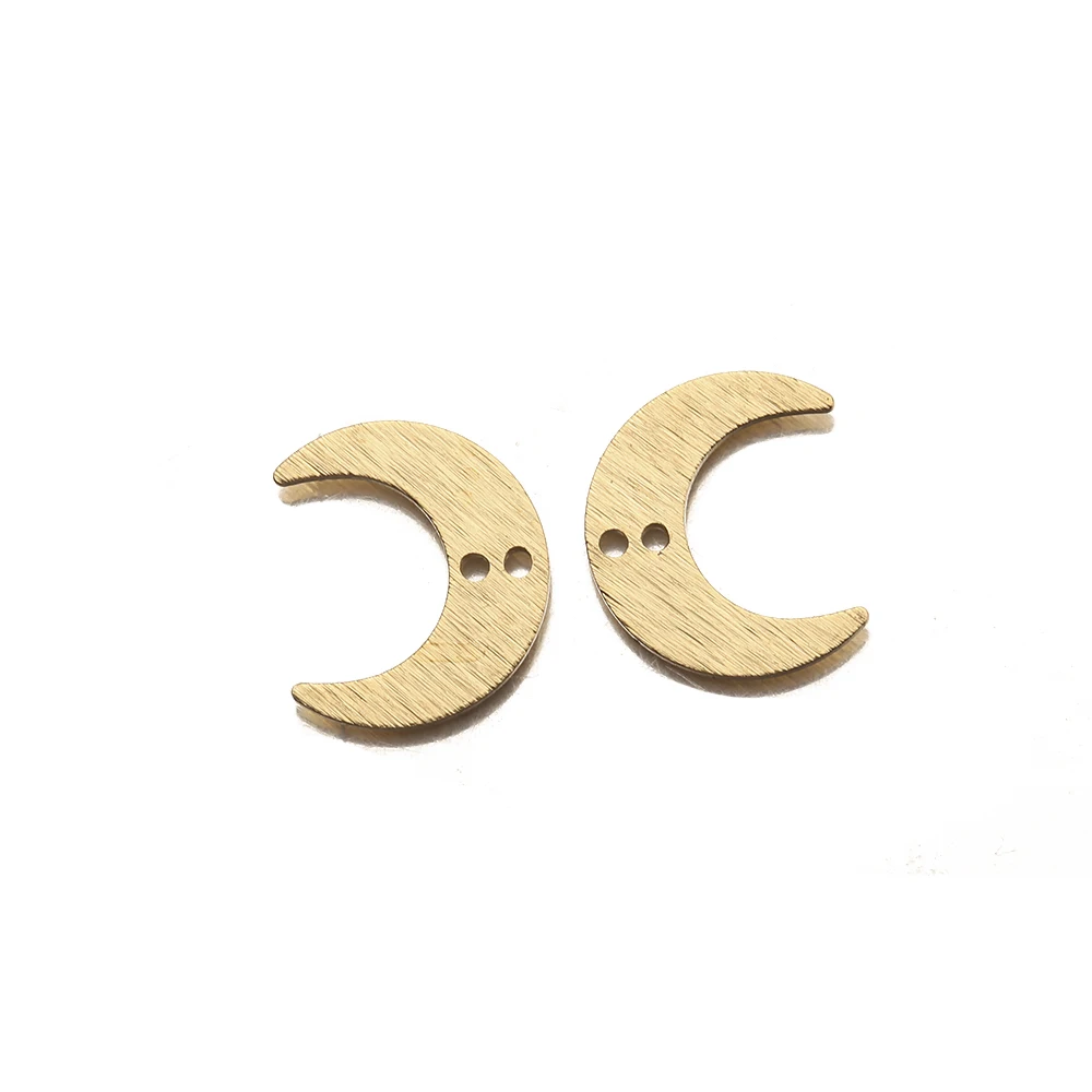 Raw Brass Textured Crescent Moon Celestial Moon With 2 Holes Connectors For Diy Luna Witch Boho Earrings Necklace Jewelry Making