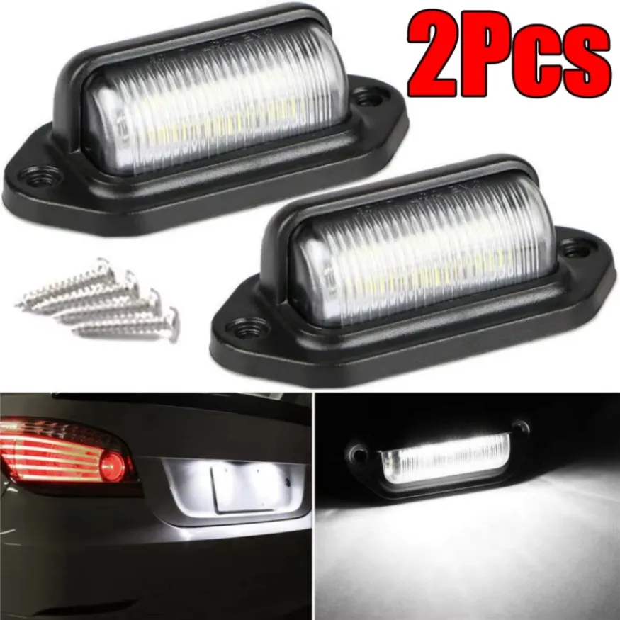 1/2Pcs 6 LED Car License Number Plate Light White Bulbs Car License Plate Lights fit for Car Truck Trailer Van Tag Step Lamp